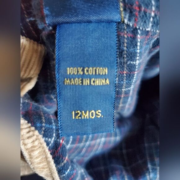 Osh Kosh B' gosh Kids Tan Overalls Flannel Lining Size 12 months - Picture 9 of 10